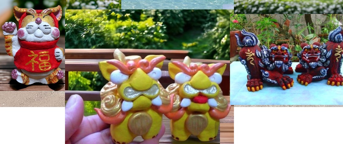 手作りシーサー 色付け体験シーサー 漆喰シーサー